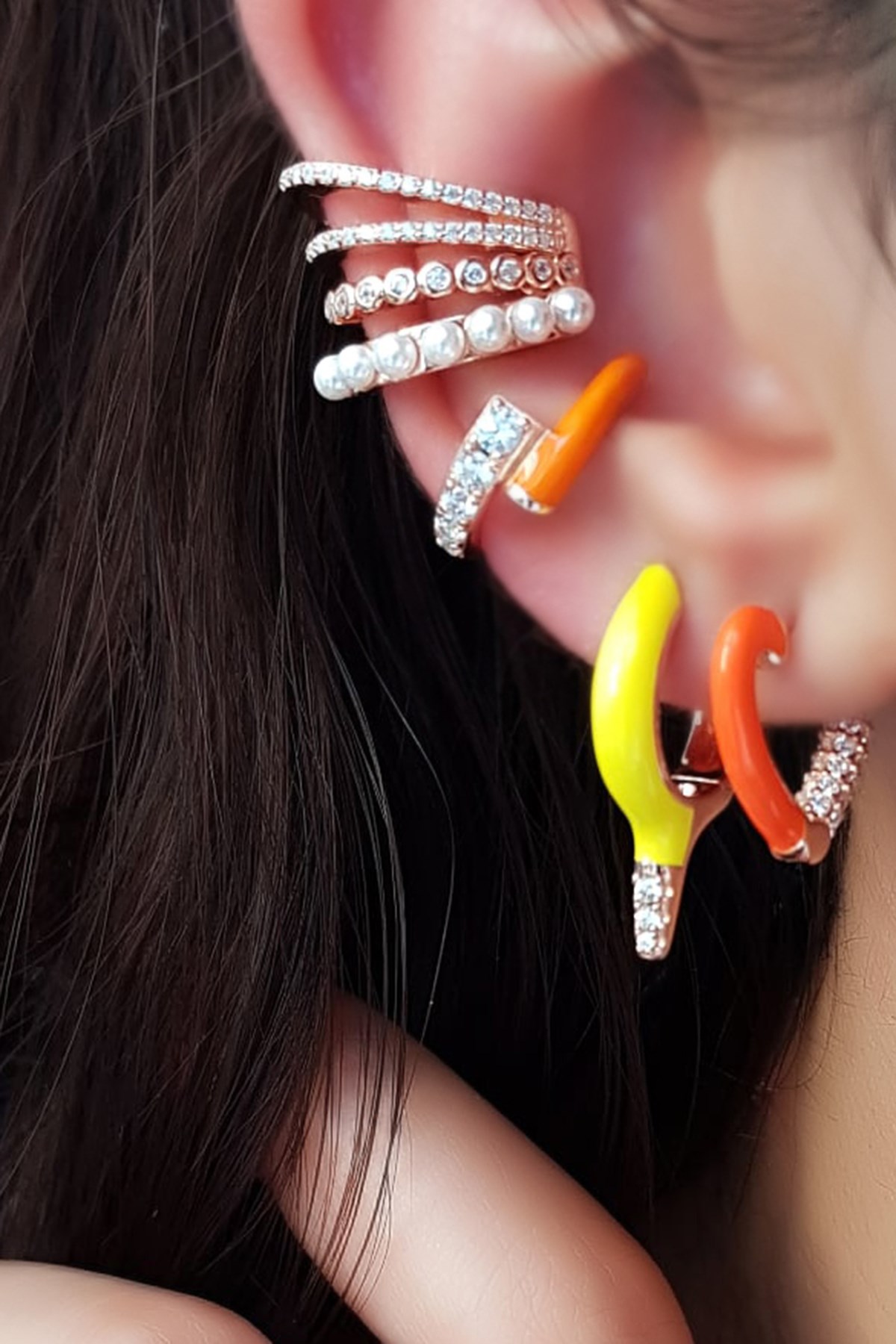 TEKLİ MİNİ LOVELY TURUNCU İTHAL GÜMÜŞ KÜPE