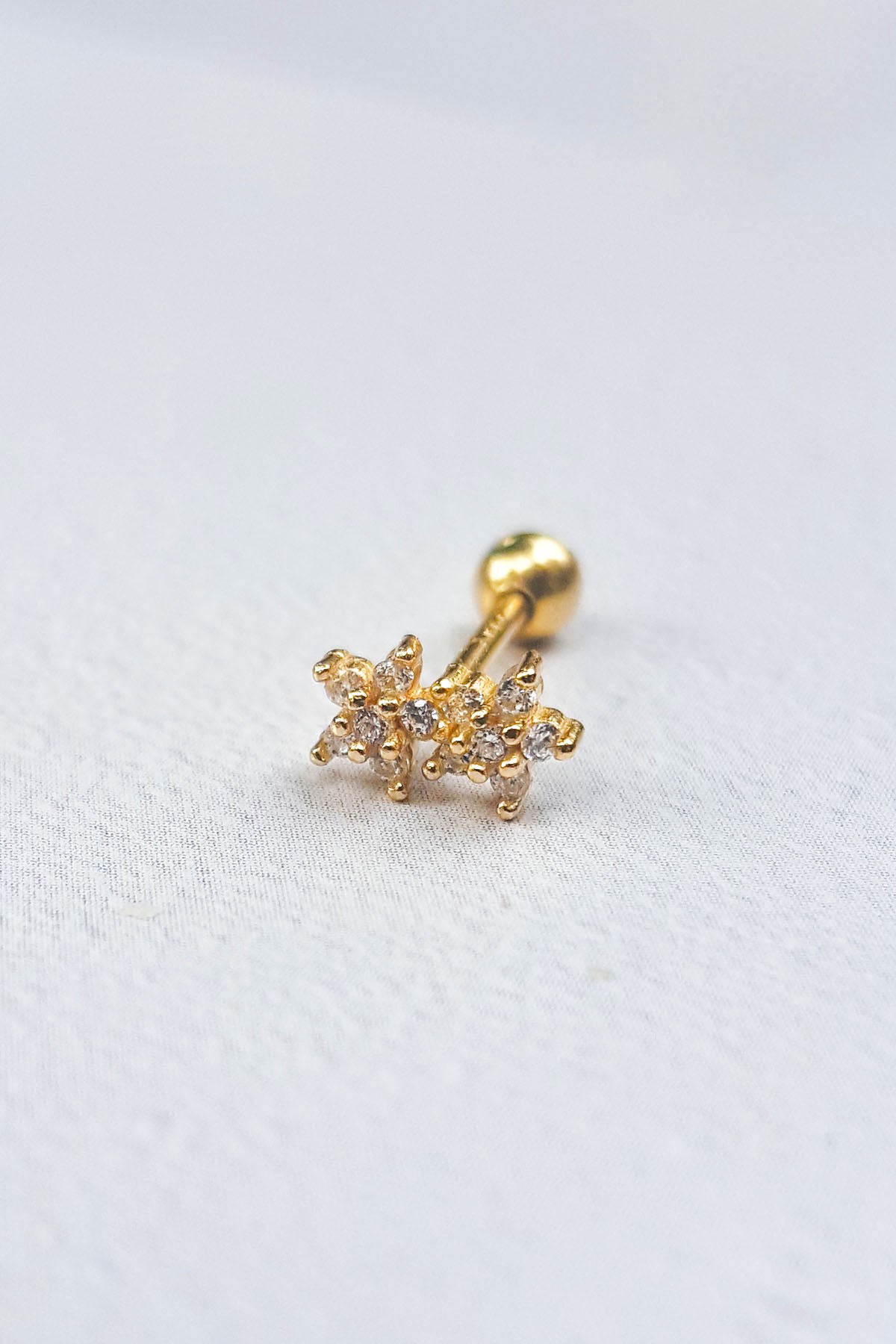 Single, Twin Star Silver Piercing Earrings