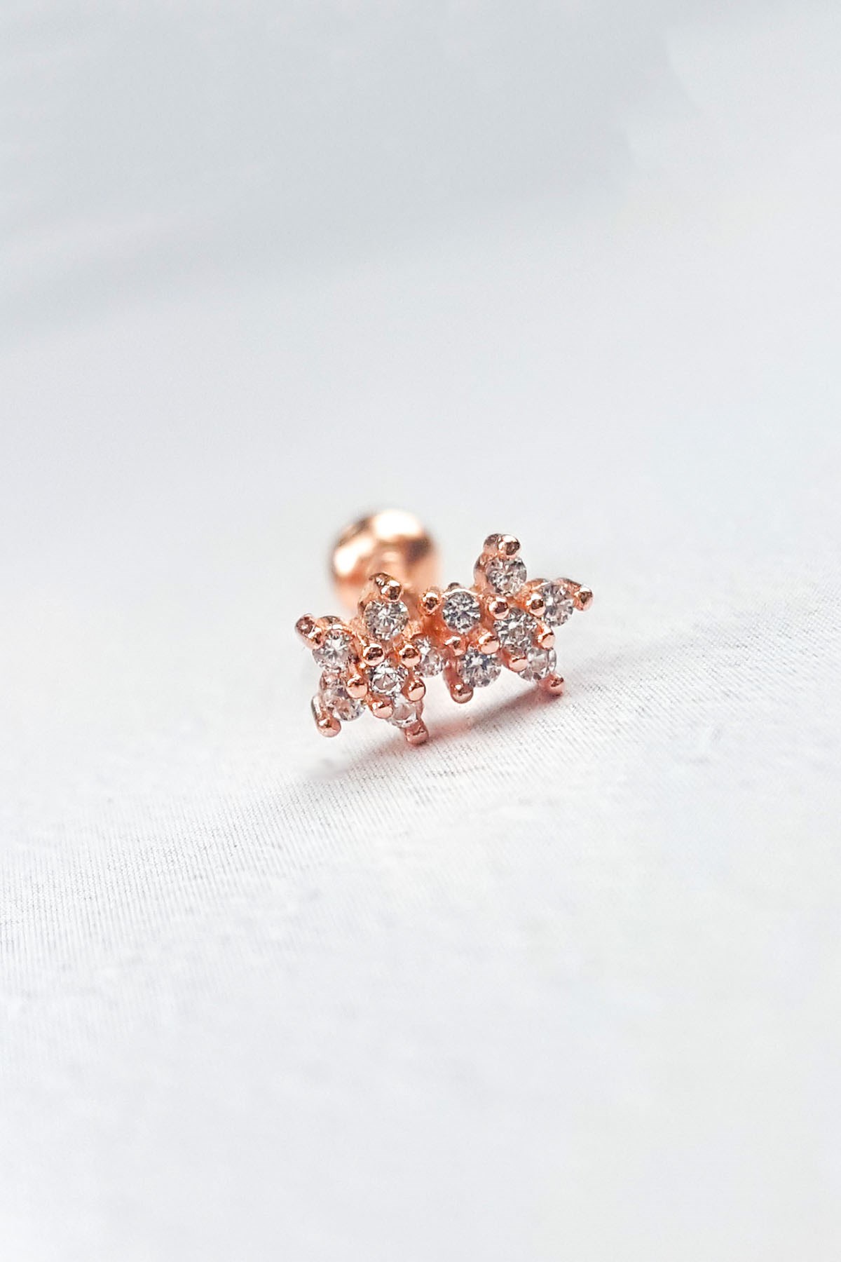Single, Twin Star Silver Piercing Earrings
