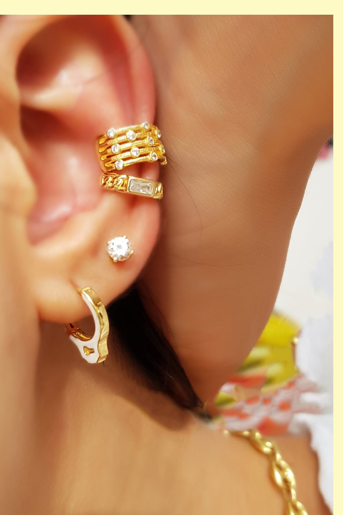 TEKLİ WHİTE CUFFY GÜMÜŞ KÜPE