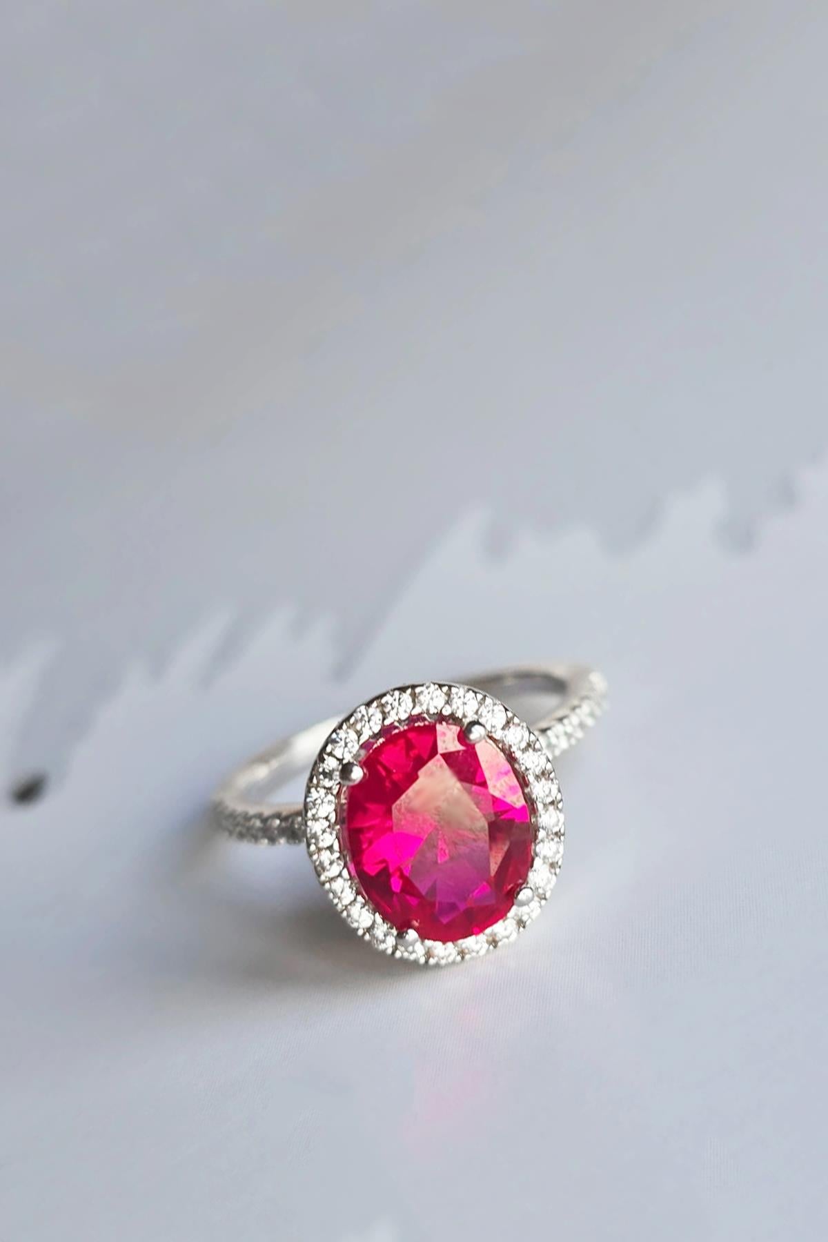 YAKUT RUBY OVAL GÜMÜŞ YÜZÜK