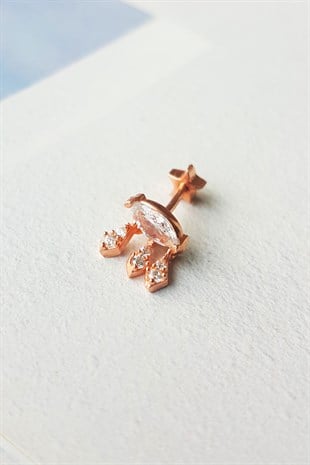  OVAL TAŞLI SALLANTILI GÜMÜŞ PİERCİNG