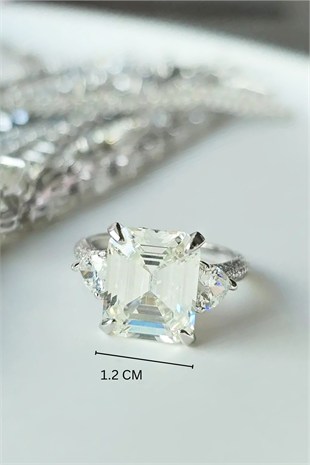 1.2 CM MOZANİT KARE GÜMÜŞ YÜZÜK