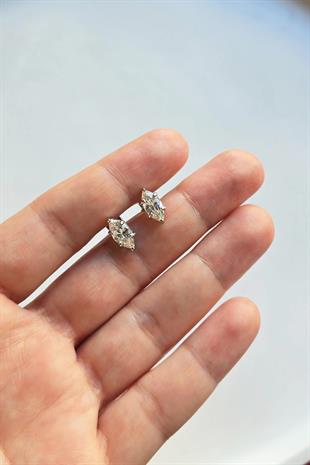 1 CM MOZANİT MARKİZ VİDALI GÜMÜŞ KÜPE