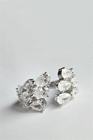 2 TARAFLI DAMLA MOZANİT TAŞLI GÜMÜŞ YÜZÜK