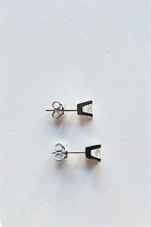 4MM MOZANİT YUVARLAK KESİM VİDALI GÜMÜŞ KÜPE