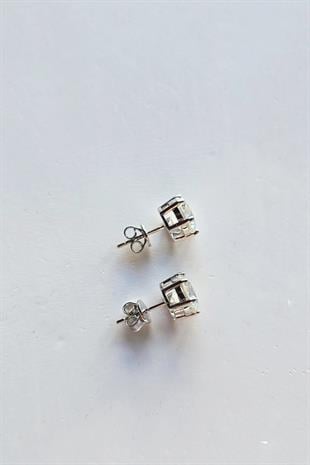 5MM MOZANİT YUVARLAK KESİM VİDALI GÜMÜŞ KÜPE