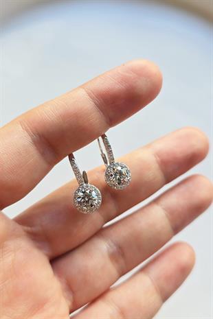 6 MM MOZANİT HALKA YUVARLAK KESİM GÜMÜŞ KÜPE