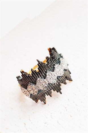 ALL SPİKEY BLACK GÜMÜŞ YÜZÜK