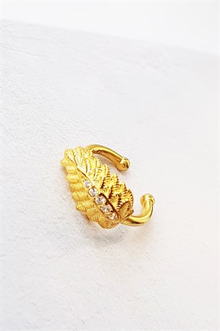 FEATHER SILVER CHIRP WITH WHITE STONES