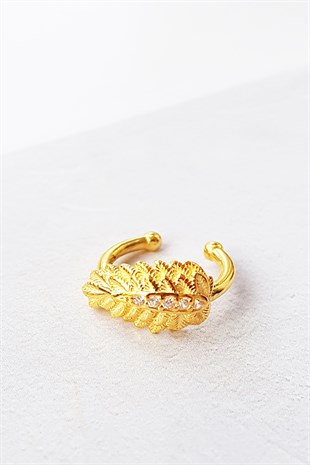 FEATHER SILVER CHIRP WITH WHITE STONES