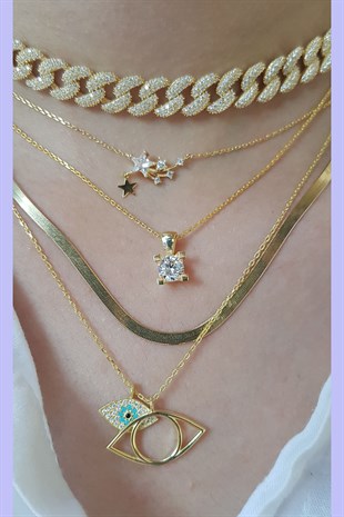 BLUE EYES GÜMÜŞ KOLYE