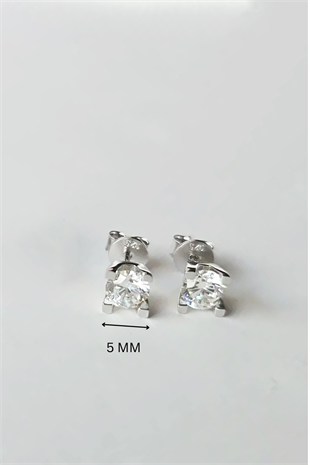 ÇİFT 5 MM MOZANİT TEKTAŞ GÜMÜŞ KÜPE