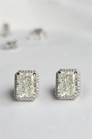 ÇİFT DİKDÖRTGEN MOZANİT GÜMÜŞ KÜPE