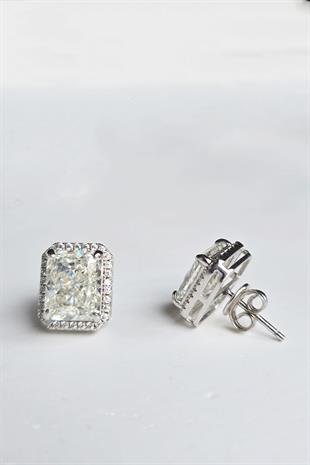 ÇİFT DİKDÖRTGEN MOZANİT GÜMÜŞ KÜPE