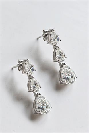 ÇİFT İTHAL 3LÜ DAMLA MOZANİT GÜMÜŞ KÜPE