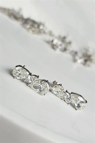 ÇİFT İTHAL DAMLA MARKİZ GÜMÜŞ KÜPE