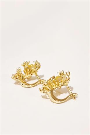 ÇİFT İTHAL GANEZZİ ALTIN SEDEF ÇİÇEKLİ GÜMÜŞ KÜPE