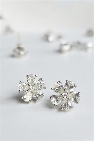 ÇİFT İTHAL MOZANİT ÇİÇEKLİ GÜMÜŞ KÜPE