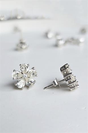 ÇİFT İTHAL MOZANİT ÇİÇEKLİ GÜMÜŞ KÜPE