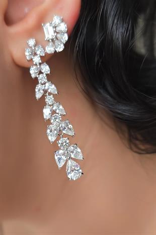 ÇİFT İTHAL MOZANİT DİKDÖRTGEN DAMLA GÜMÜŞ KÜPE