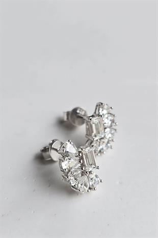 ÇİFT İTHAL MOZANİT DİKDÖRTGEN DAMLA GÜMÜŞ KÜPE