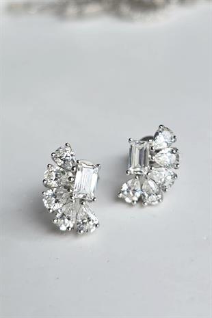 ÇİFT İTHAL MOZANİT DİKDÖRTGEN DAMLA GÜMÜŞ KÜPE