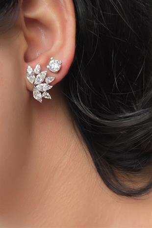 ÇİFT İTHAL MOZANİT KANATLI MARKİZ GÜMÜŞ KÜPE