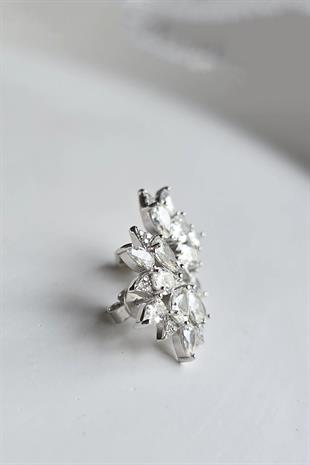 ÇİFT İTHAL MOZANİT KANATLI MARKİZ GÜMÜŞ KÜPE