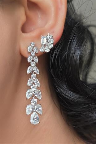 ÇİFT İTHAL MOZANİT SALLANTILI PREMİUM GÜMÜŞ KÜPE