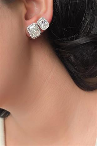 ÇİFT KÜÇÜK DİKDÖRTGEN MOZANİT GÜMÜŞ KÜPE