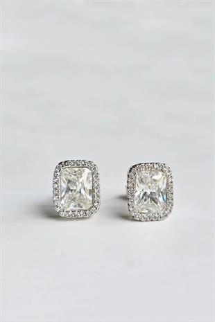 ÇİFT KÜÇÜK DİKDÖRTGEN MOZANİT GÜMÜŞ KÜPE