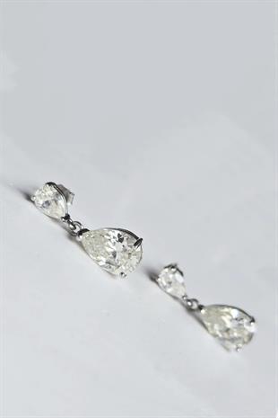 ÇİFT MOZANİT 2Lİ DAMLA GÜMÜŞ KÜPE