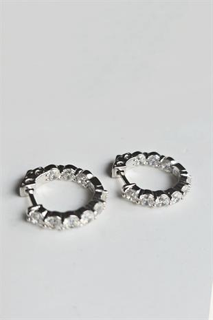 ÇİFT MOZANİT KÜÇÜK BOY HALKA GÜMÜŞ KÜPE