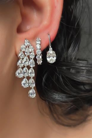 ÇİFT MOZANİT KÜÇÜK BOY HALKA GÜMÜŞ KÜPE