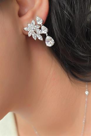 ÇİFT MOZANİT MARKİZ TASARIM GÜMÜŞ KÜPE