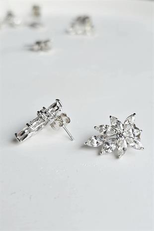 ÇİFT MOZANİT MARKİZ TASARIM GÜMÜŞ KÜPE