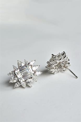 ÇİFT MOZANİT ORTA BAGET MARKİZ GÜMÜŞ KÜPE