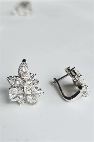 ÇİFT MOZANİT PREMİUM KARE MARKİZ GÜMÜŞ KÜPE