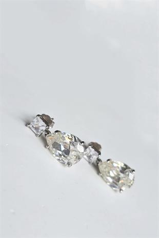 ÇİFT PREMİUM KARE DAMLA GÜMÜŞ KÜPE