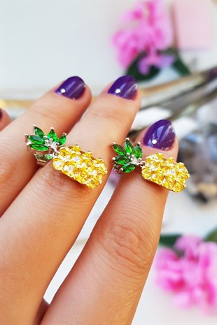 ÇİFT, VİDALI ANANAS MODEL GÜMÜŞ KÜPE