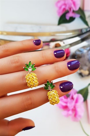 ÇİFT, VİDALI ANANAS MODEL GÜMÜŞ KÜPE