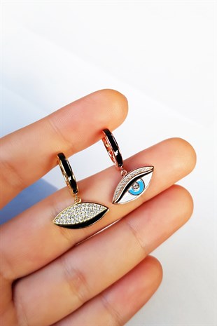 ÇİFTLİ, İTHAL EYE BLUE GALAXY GÜMÜŞ KÜPE