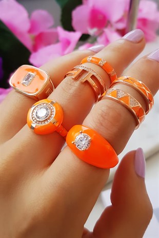 DOUBLE T ORANGE GÜMÜŞ YÜZÜK