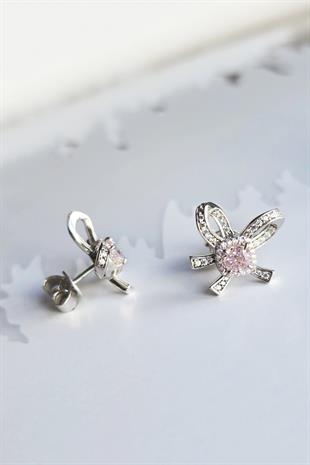 FİYONK PEMBE BUZ KESİM GÜMÜŞ KÜPE