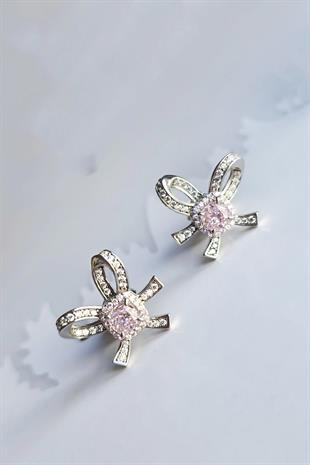 FİYONK PEMBE BUZ KESİM GÜMÜŞ KÜPE