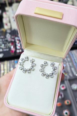 FULL MOON MOZANİT DAMLA GÜMÜŞ KÜPE