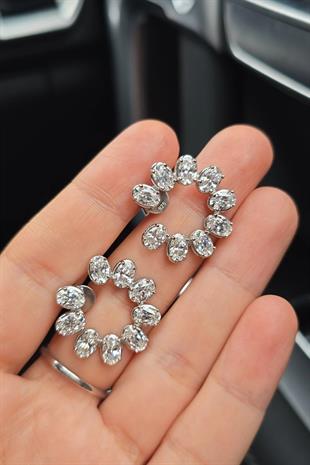 FULL MOON MOZANİT DAMLA GÜMÜŞ KÜPE