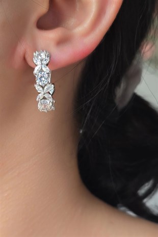 HALKA MOZANİT FLOWER ÇİÇEKLİ GÜMÜŞ KÜPE