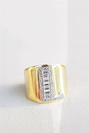 Harfli Baget Işleme Gümüş Yüzük